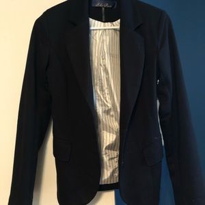 Black blazer with brown elbow patch